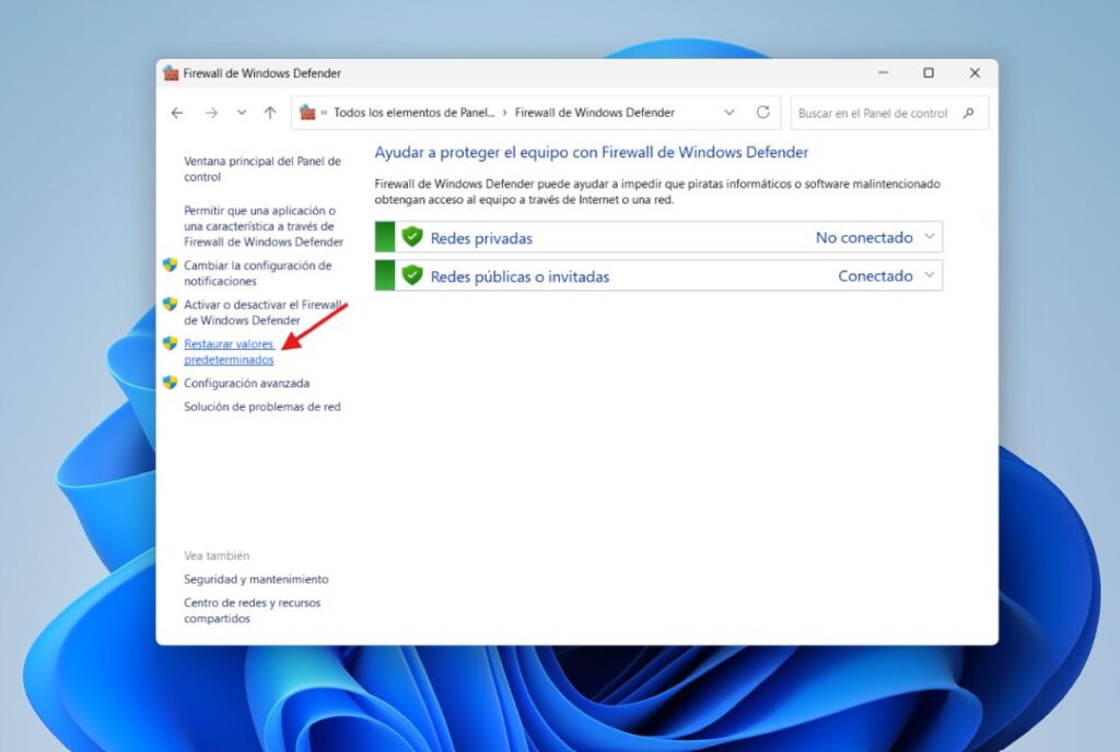 Restablecer el Firewall de Windows