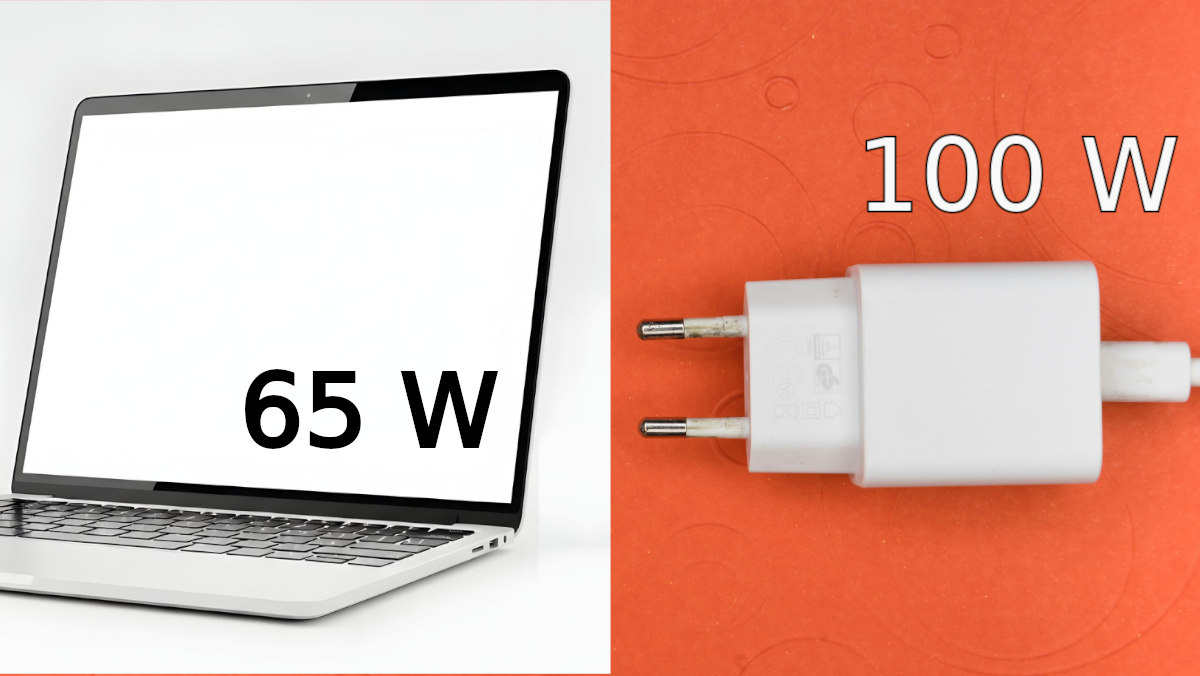 Un cargador de 100 W carga tu portátil solo a 65 W