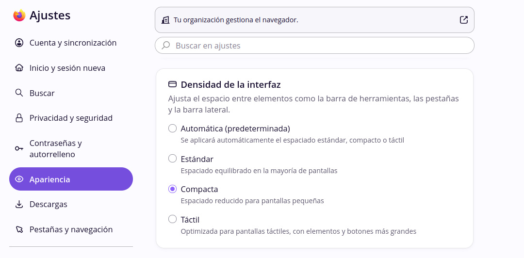 Activar interfaz compacta en Firefox Nova