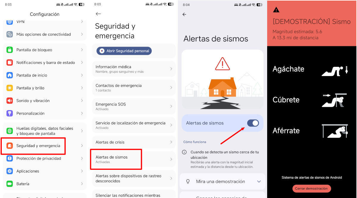Activar la alerta de sismo en Android