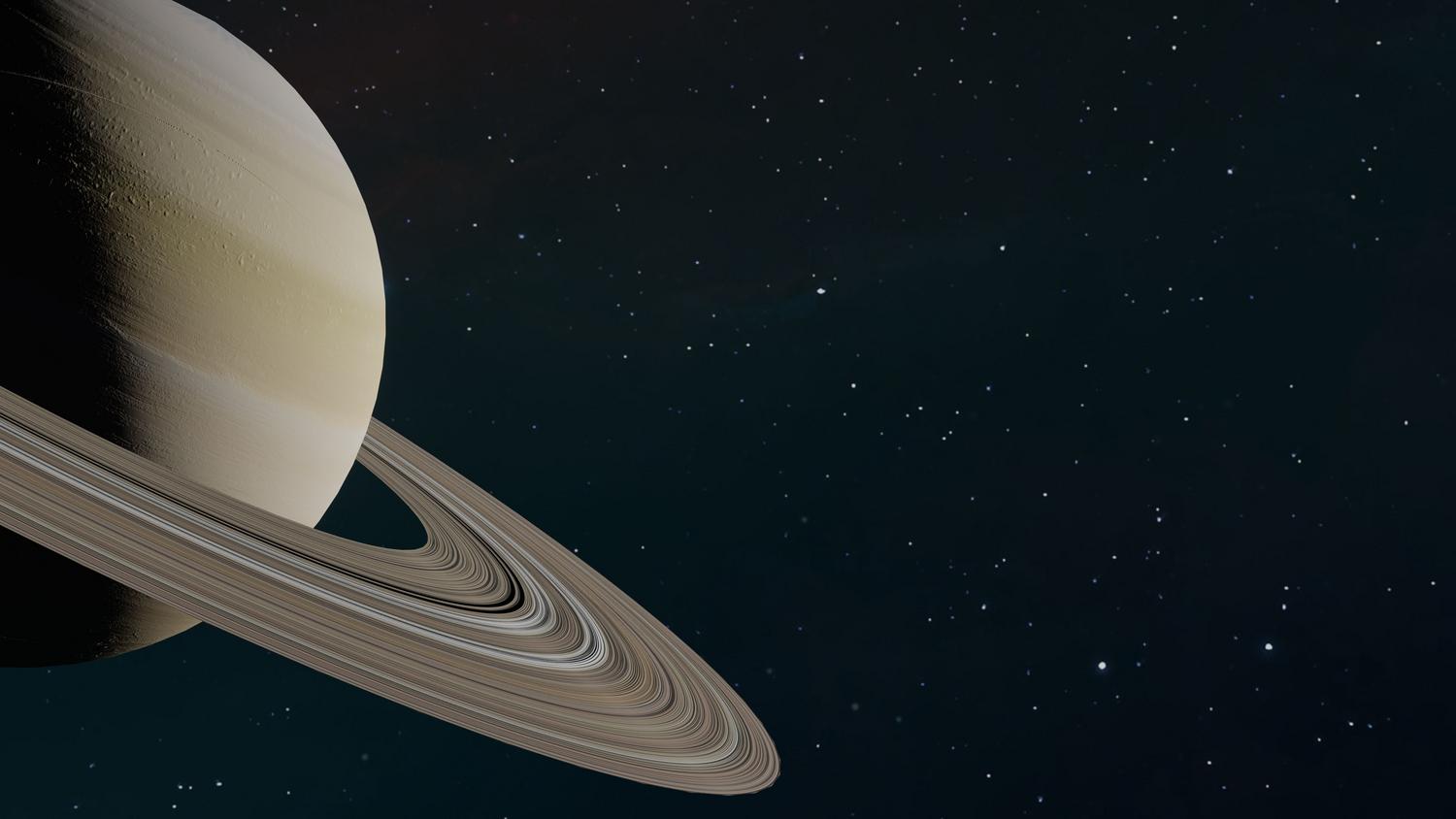 Representación cinematográfica del planeta Saturno y sus anillos, ejemplo de los SuperWallpapers de HyperOS.