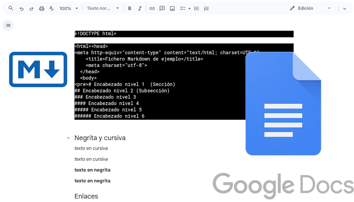 Cómo editar un archivo .md en Google Docs sin convertirlo