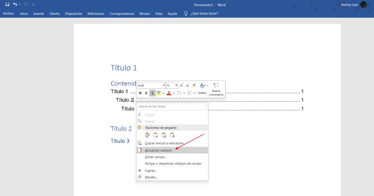 El índice de Word no muestra todos los títulos