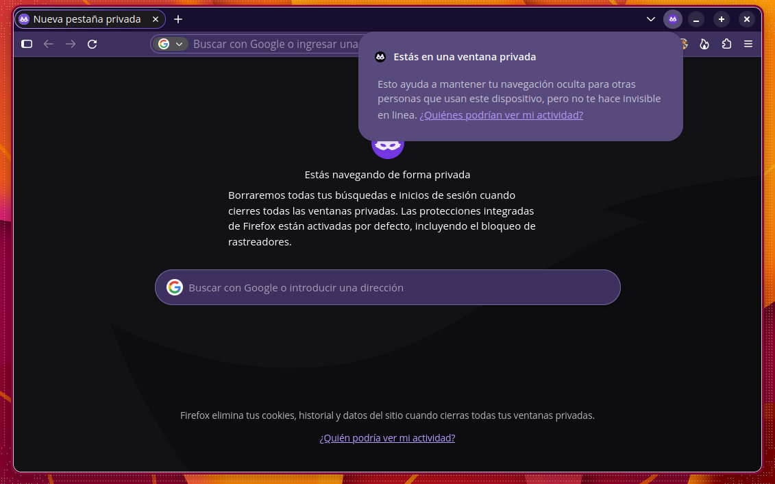 Firefox Private interfaz
