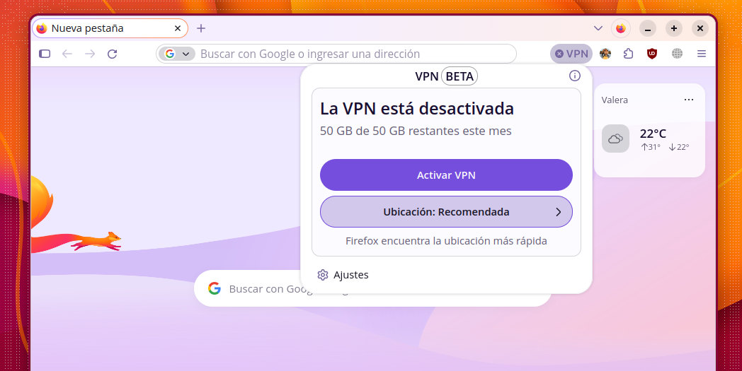 La VPN de Firefox no aparece en tu navegador