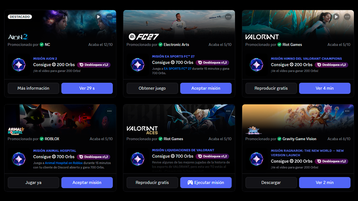 Misiones de Discord