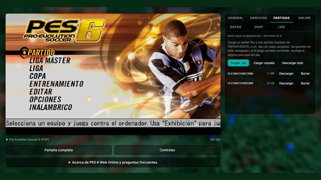 PES6 online navegador optijuegos