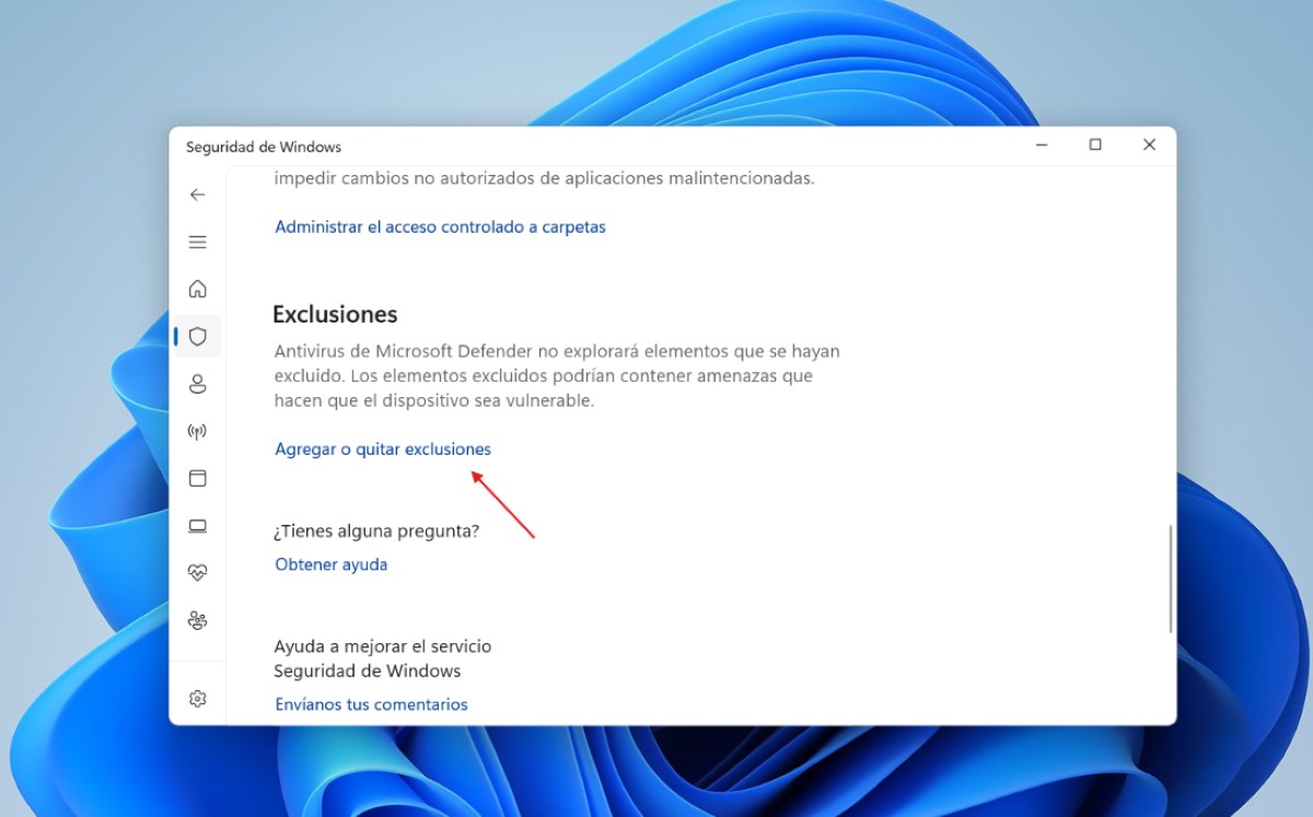 Revisa las exclusiones en Defender