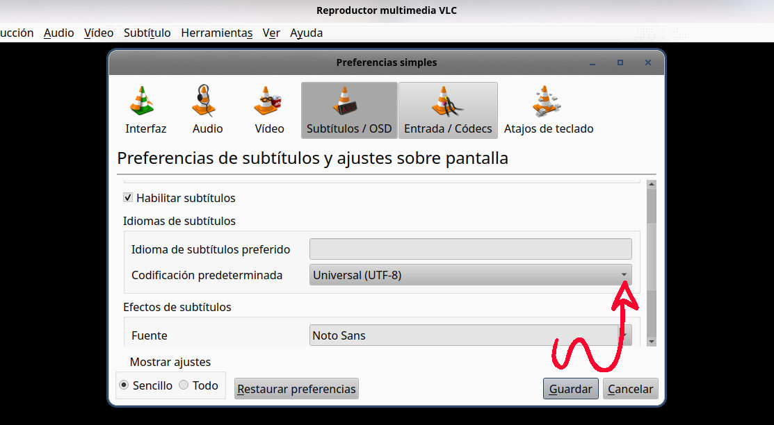 Subtítulos con caracteres extraños en VLC solución