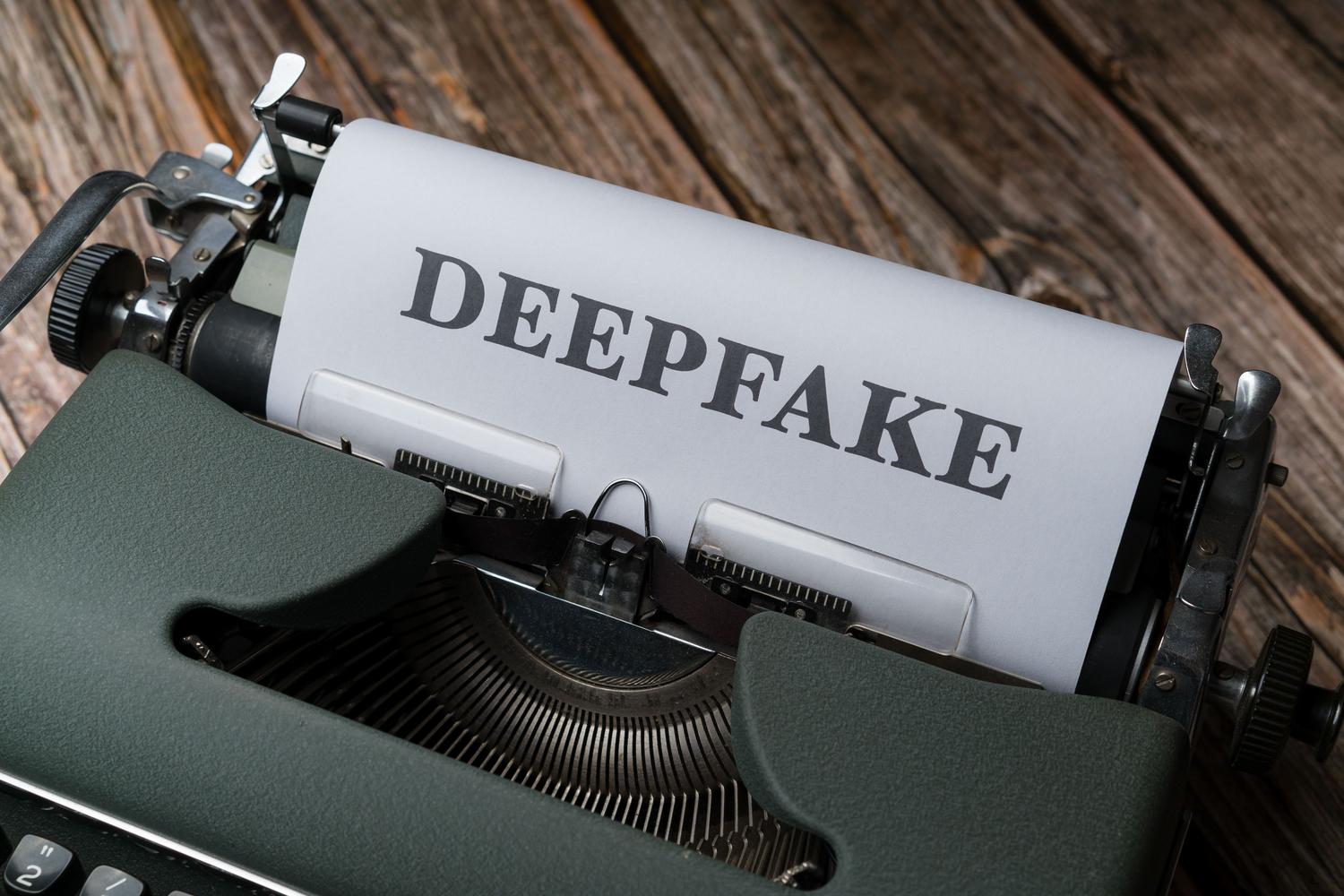Máquina de escribir con una referencia a los deepfakes y la desinformación digital