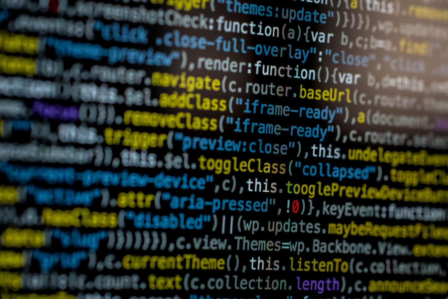 On-screen programming code representing the structure of Google metadata JSON files