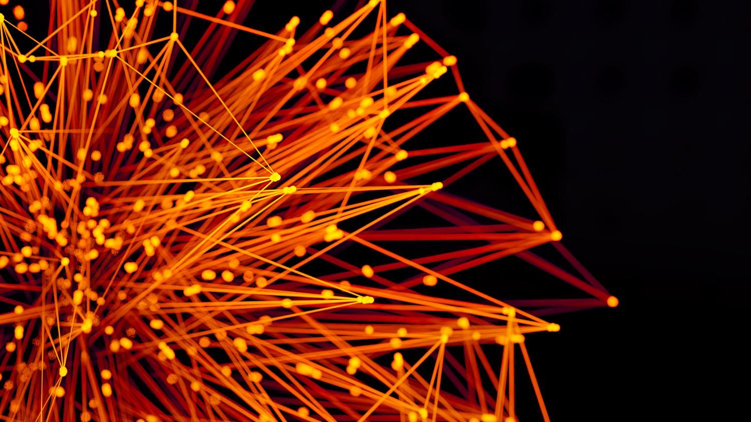 Imagen abstracta de líneas y puntos brillantes formando una red, evocando la conectividad entre aplicaciones externas y Google Workspace.