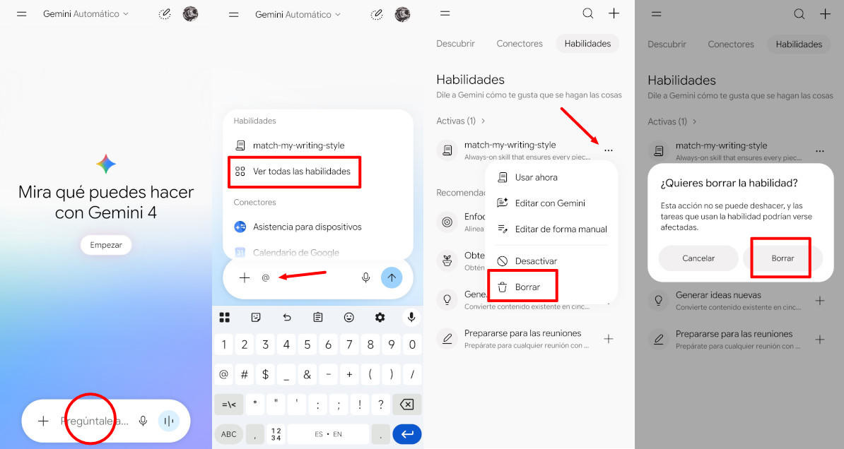 Cómo eliminar una skill de Gemini sin borrar tus conversaciones
