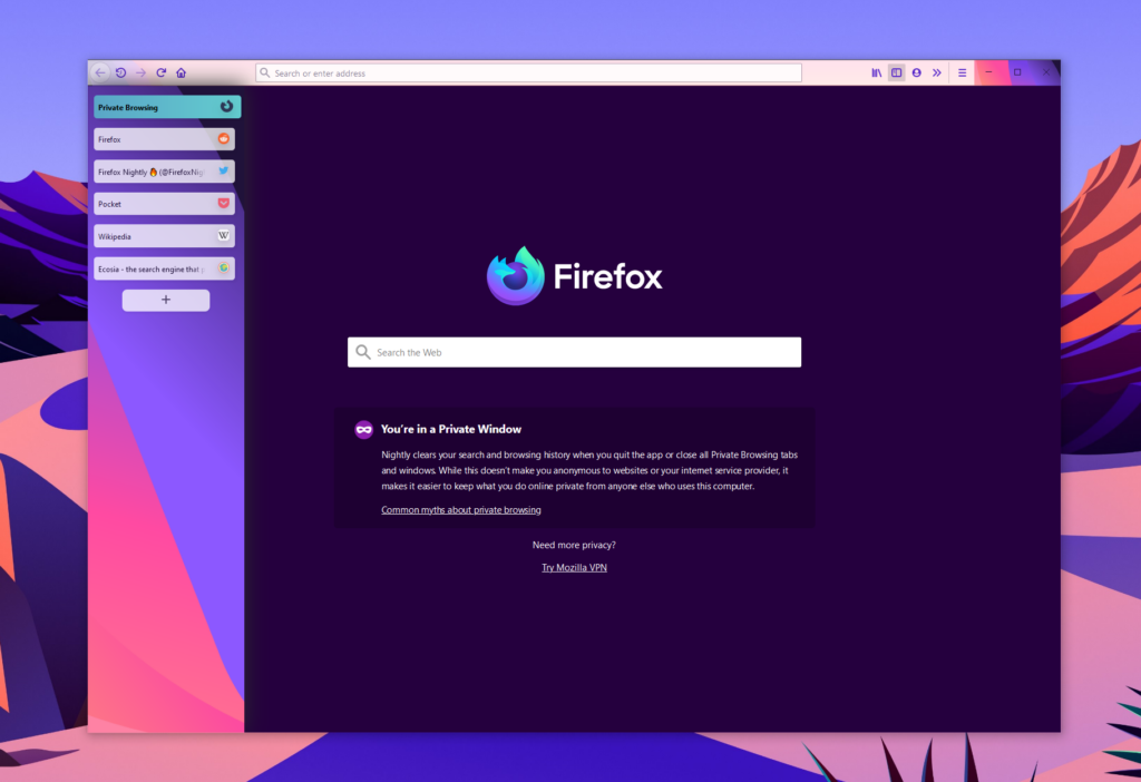 pestañas verticales firefox